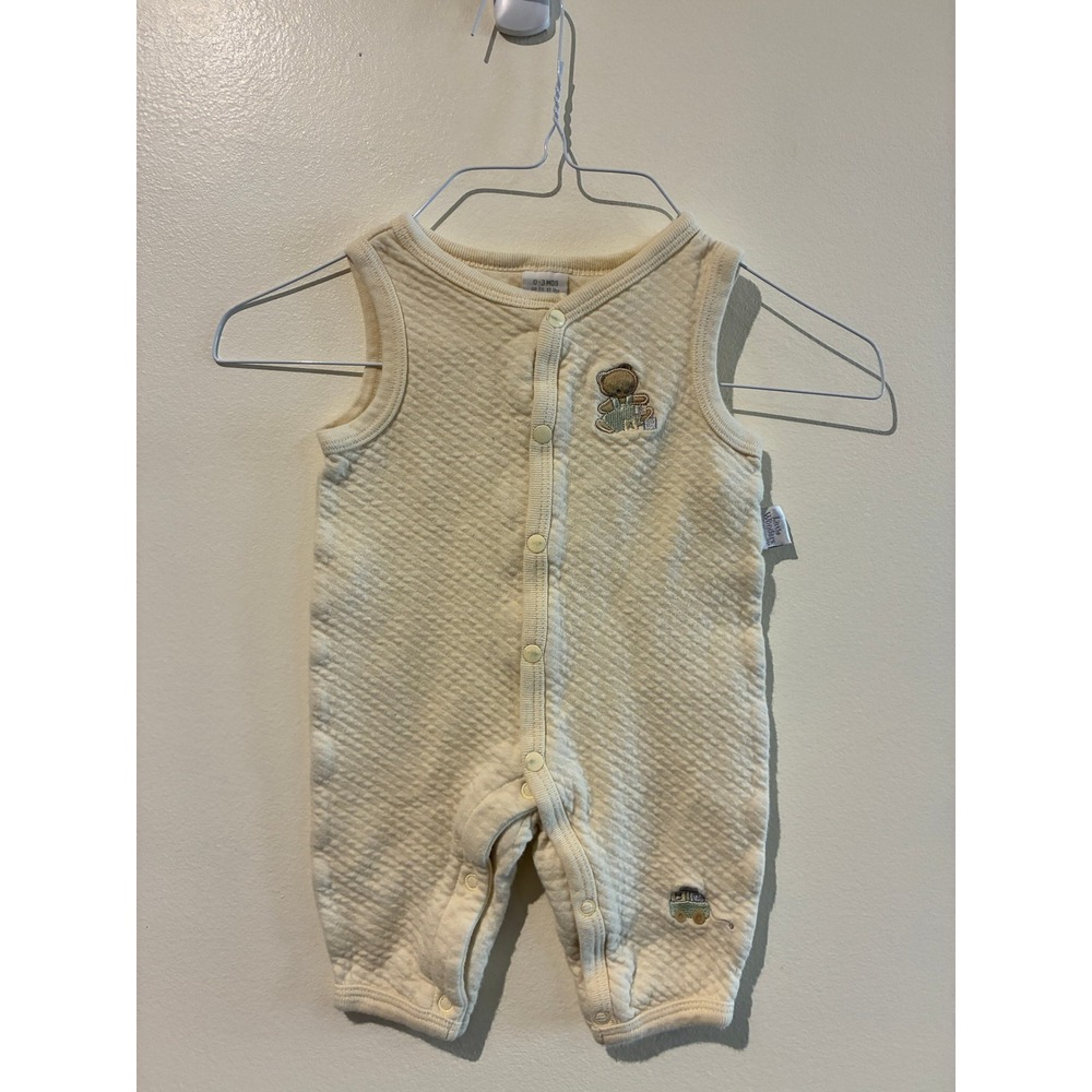 Little Wonders Baby Boys Quilted Cotton Romper Cream Bear ABC 0-3 Months